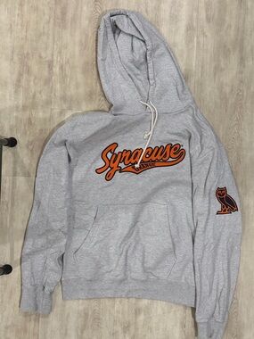 Syracuse Grey Pullover Hoodie with Orange Script